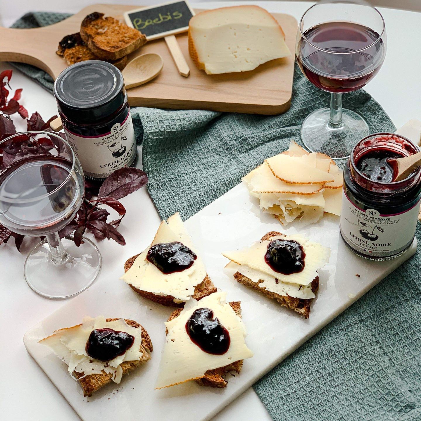 Sheep's milk cheese and cherry jam