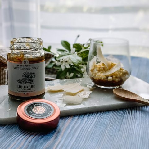 Scrambled egg, jam and Parmesan