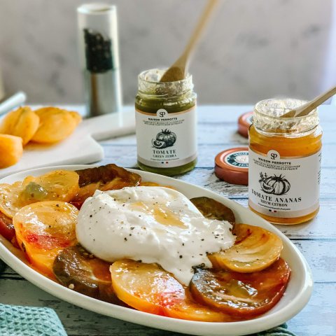 Burrata with tomato jam
