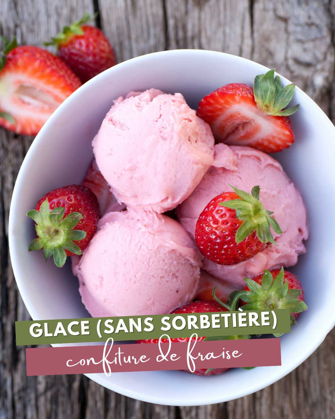 Strawberry jam ice cream (without ice cream maker)
